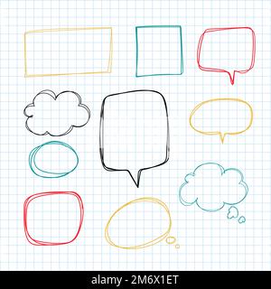 Hand-drawn doodle speech bubbles vector set Stock Vector