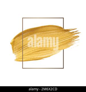 Golden shimmery brush stroke badge vector Stock Vector