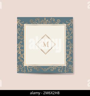 Golden framed vintage logo vector Stock Vector