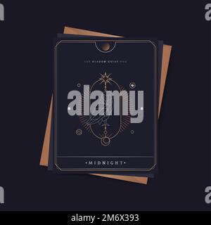 Geometric owl mystic symbol fortune card vector Stock Vector