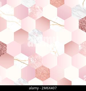 Pink feminine hexagon geometric background vector Stock Vector
