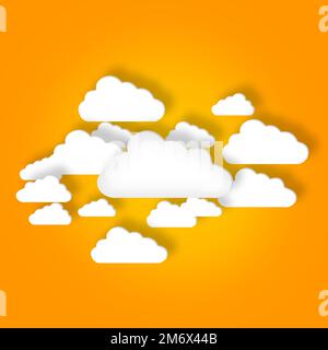 Storage amongst the clouds. Conceptual image representing modern cloud computing. Stock Photo