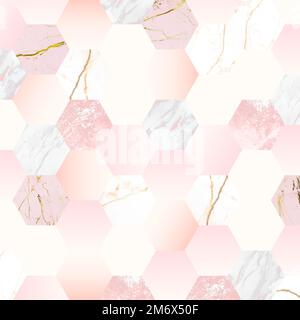 Pink feminine hexagon geometric background vector Stock Vector