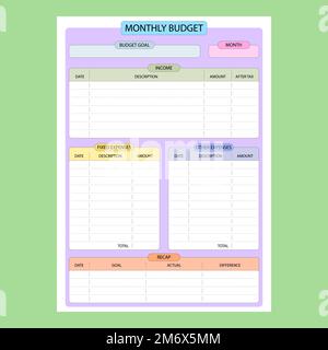 monthly budget planner made in flat design in vector Stock Vector