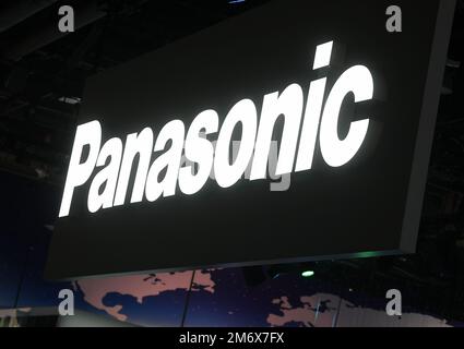 Las Vegas, USA. 05th Jan, 2023. A Panasonic sign is displayed during CES 2023 at the Las Vegas Convention Center in Las Vegas, NV on January 5, 2023. (Photo by Bryan Steffy/Sipa USA) Credit: Sipa USA/Alamy Live News Stock Photo