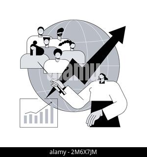 Population growth abstract concept vector illustration. Census service, world population explosion, human quantity growth, natural increase rate, over Stock Vector
