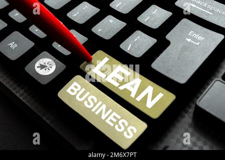 Writing displaying text Lean Business. Business concept improvement of waste minimization without sacrificing productivity Stock Photo