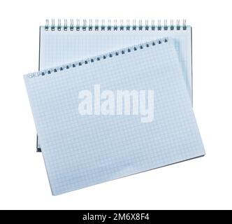 Blank checked notebooks isolated on white. Stock Photo