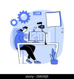 Professional livestream abstract concept vector illustration. Professional online event stream, broadcasting service, livestream equipment, software s Stock Vector