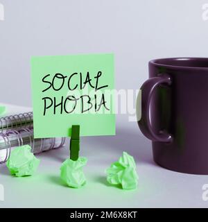 Conceptual display Social Phobia. Business overview overwhelming fear of social situations that are distressing Stock Photo