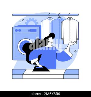 Laundry and dry cleaning abstract concept vector illustration. laundry facilities industry, cleaning and restoration services, pickup and delivery ser Stock Vector
