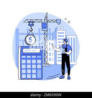 Construction costs abstract concept vector illustration. Project management, bank loan, real estate business, design project, building investment, con Stock Vector