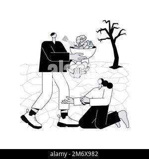 Starvation and malnutrition abstract concept vector illustration. Starvation problem, hunger and malnutrition, resource outreach, population famine, l Stock Vector