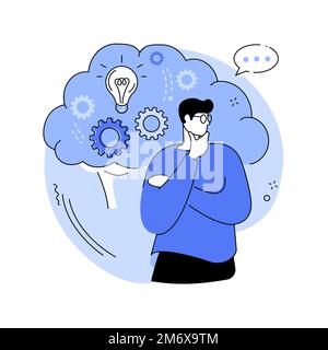 Thinking abstract concept vector illustration. Critical thinking, imagination, positive thought, brainstorming process, brain activity, finding soluti Stock Vector