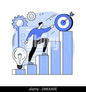 Business mission abstract concept vector illustration. Mission statement, business goals and philosophy, company vision, core values, customer engagem Stock Vector