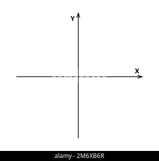 Blank cartesian coordinate system in two dimensions. Rectangular orthogonal coordinate plane with axes X and Y. Math scale system template. Vector Stock Vector