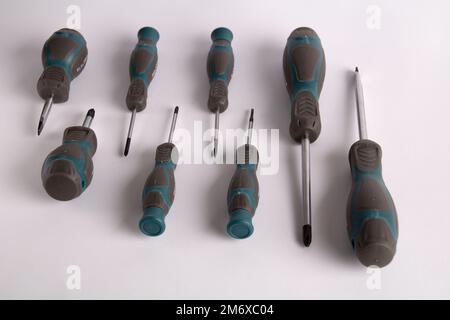 photo of a working screwdriver on a white background Stock Photo