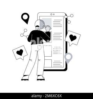 Social media analysis abstract concept vector illustration. Social media marketing, smm, account analysis service, digital agency corporate website, U Stock Vector