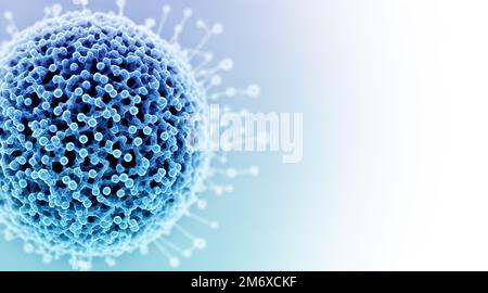 3D Blue Virus Molecules Stock Photo