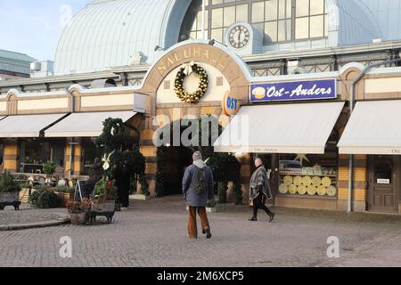 Gothenburg, Sweden - November 30, 2022: Exterior view of the market hall located the Kungstorget square. Stock Photo