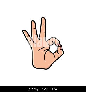 Ok Sign, Hand Sign Isolated on a white background. Icon Vector Illustration. Stock Vector