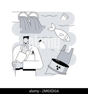Water pollution abstract concept vector illustration. Water contamination, prevention of ocean pollution, environmental impact, river system degradati Stock Vector