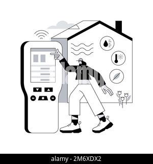 Air quality control abstract concept vector illustration. Environmental control, air quality system, pollution prevention, industrial district monitor Stock Vector