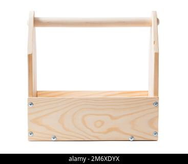 empty wooden toolbox isolated on white background Stock Photo