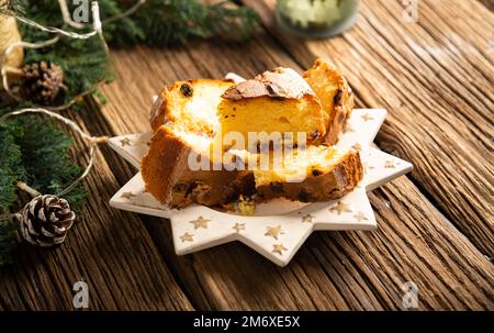 Festive christmas cookies on wooden table Stock Photo