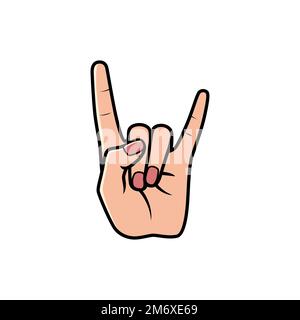 Horn Hand Sign, Isolated on a white background. Icon Vector Illustration. Stock Vector