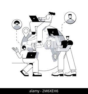 Outsourcing abstract concept vector illustration. Business process outsourcing, outplacement, offshore software development, freelance job, recruitmen Stock Vector