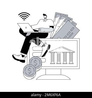 Open banking platform abstract concept vector illustration. Online banking system, digital transformation, open API applications and services developm Stock Vector