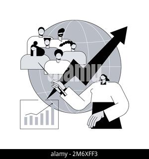 Population growth abstract concept vector illustration. Census service, world population explosion, human quantity growth, natural increase rate, over Stock Vector