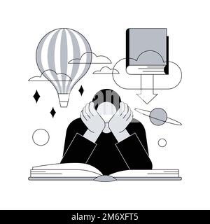 Read a book abstract concept vector illustration. Spend time in self-isolation, reading habits, fictional world, home library, read with children, dow Stock Vector