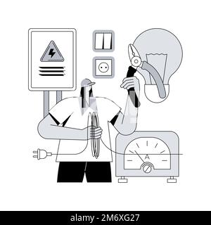 Electrician services abstract concept vector illustration. Energy-efficient lighting, electrical system maintenance and inspection, home automation, e Stock Vector