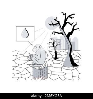 Desertification abstract concept vector illustration. Land degradation, soil contamination, deforestation problem, desertification and draught, climat Stock Vector