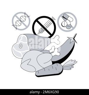Free from antibiotics hormones GMO foods abstract concept vector illustration. Organic products livestock, organic farming, choose healthy foods, rich Stock Vector