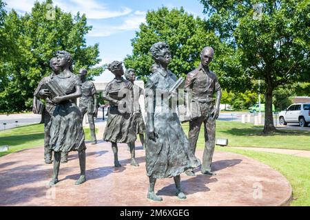 A monument in remembrance of the Little Rock Nine in Little Rock, Arkansas Stock Photo