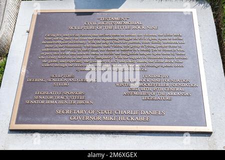 A monument in remembrance of the Little Rock Nine in Little Rock, Arkansas Stock Photo