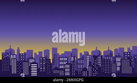 Illustration of a city background with a view of twinkling lights and ...