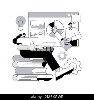 Online workshop abstract concept vector illustration. Digital workshop, online topic course, distance web learning, group video call, webcam laptop sc Stock Vector
