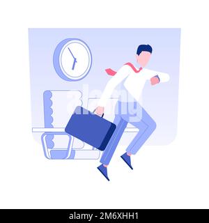 Working schedule isolated concept vector illustration. Man looks at watch, late for an appointment, business etiquette, corporate culture, company rul Stock Vector