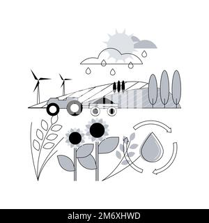 Regenerative agriculture abstract concept vector illustration. Conservation and rehabilitation farming system, increasing ecological biodiversity, wat Stock Vector