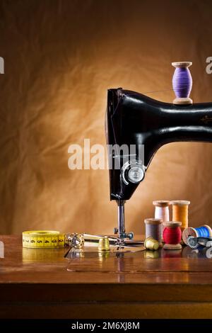 copy space view on the sewing accessories Stock Photo