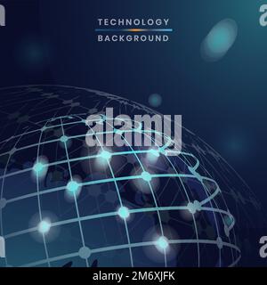 Blue globe futuristic technology background vector Stock Vector