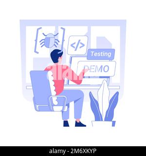 Beta testing isolated concept vector illustration. Professional QA engineer testing demo version of software, IT company worker, app development, qual Stock Vector