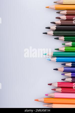 Color Pencils placed on a white background Stock Photo