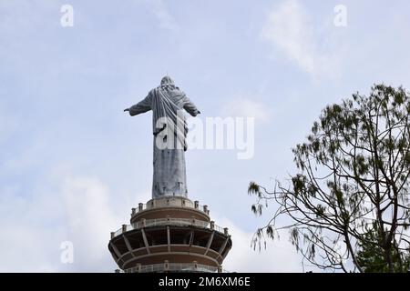 Indonesia Toraja Jesus Christ Statue. Located on the mountain with beautiful views Stock Photo