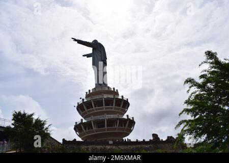 Indonesia Toraja Jesus Christ Statue. Located on the mountain with beautiful views Stock Photo