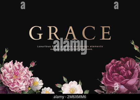Floral grace rose themed banner vector Stock Vector